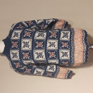 CLEARANCE SALE! Vintage 90's Croquet Club Mock Neck Floral Sweater - Sz. M